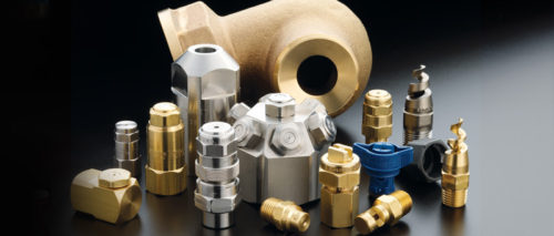 Nozzles from Spraying Systems including brass, PVC, Stainless Steel